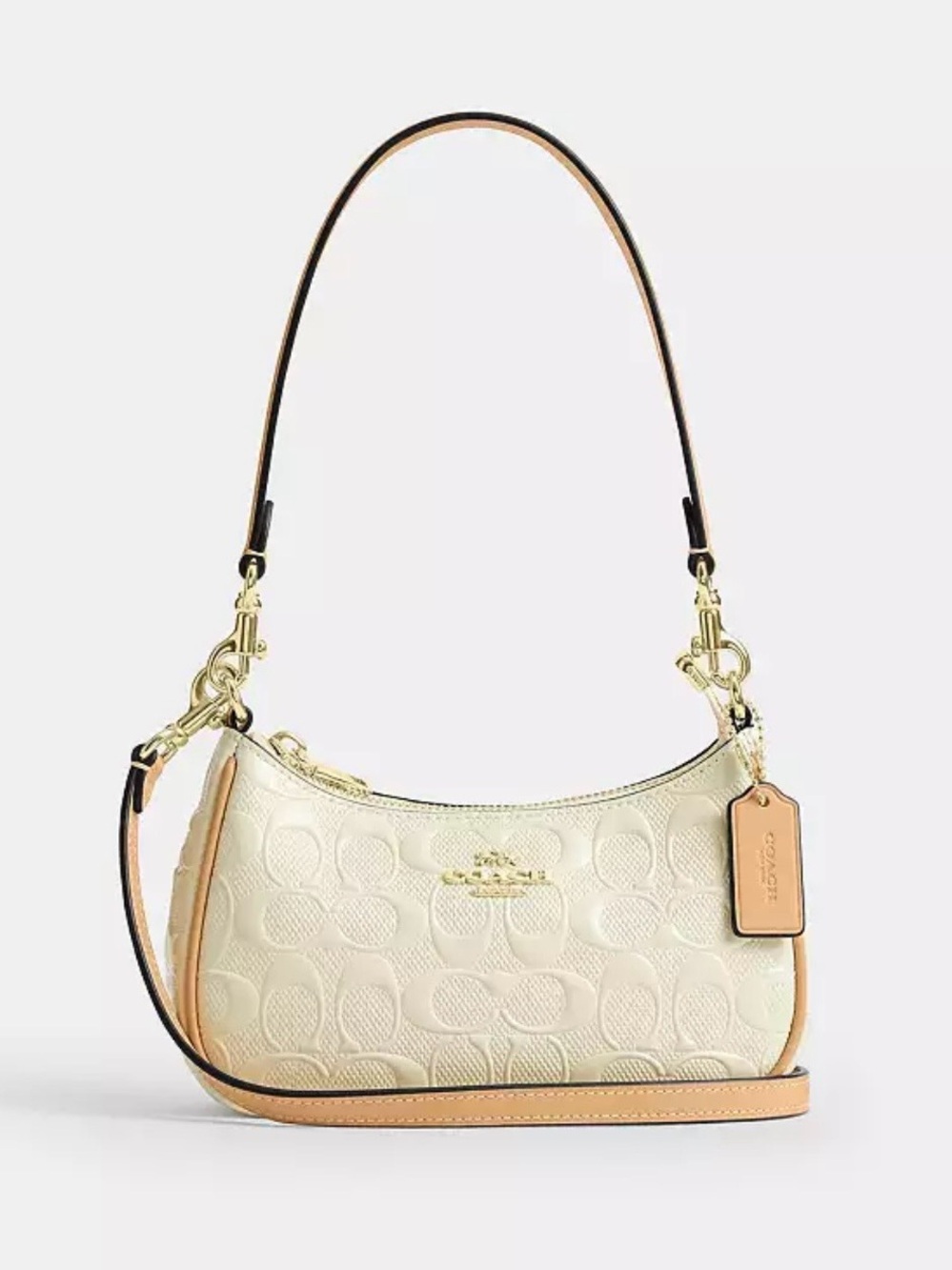 Coach Chalk and Tan Mini Shoulder Bag with Gold Hardware